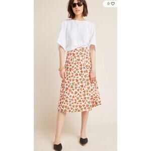 Anthropologie 52 Conversations Colloquial Watermelon Full Skirt Size 8P